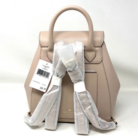 Kate Spade Adel Medium flap Leather Backpack Beige - Picture 3 of 7